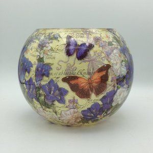 Blue Butterfly with Yellow Background on an 8" Bubble Bowl